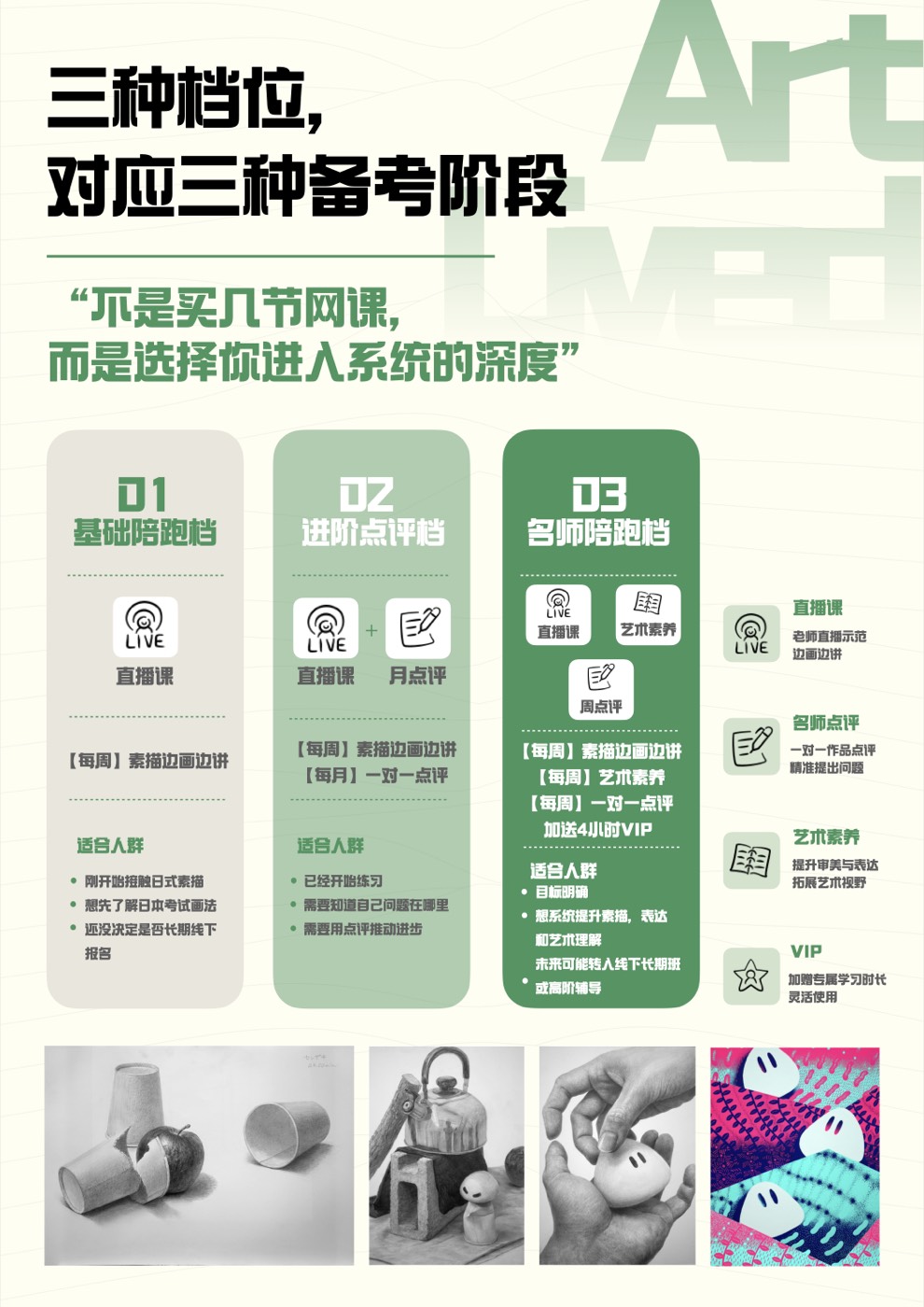 育英美术线上课程三种档位