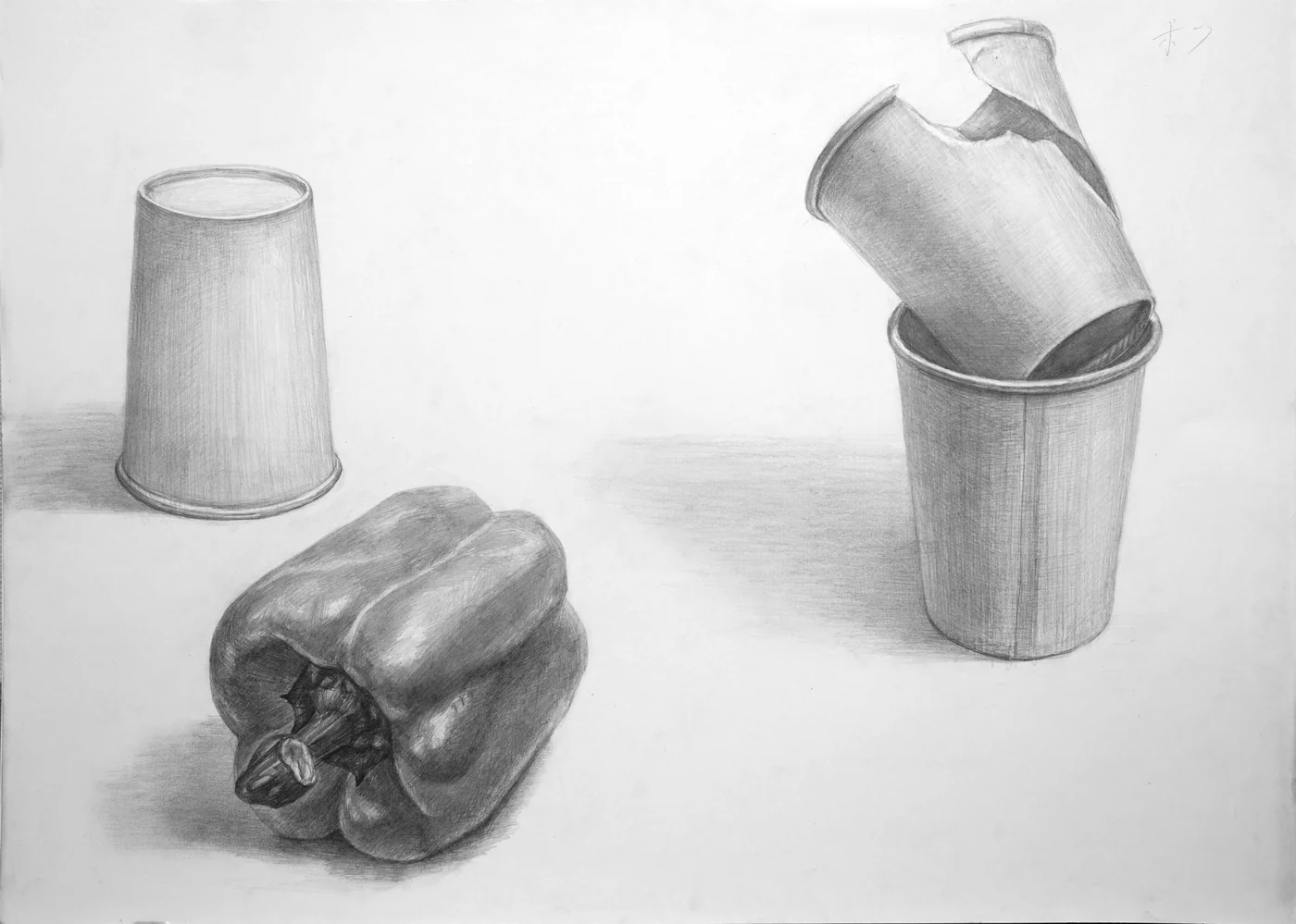 育英美术学生合格作品：桌上素描学生作品 104