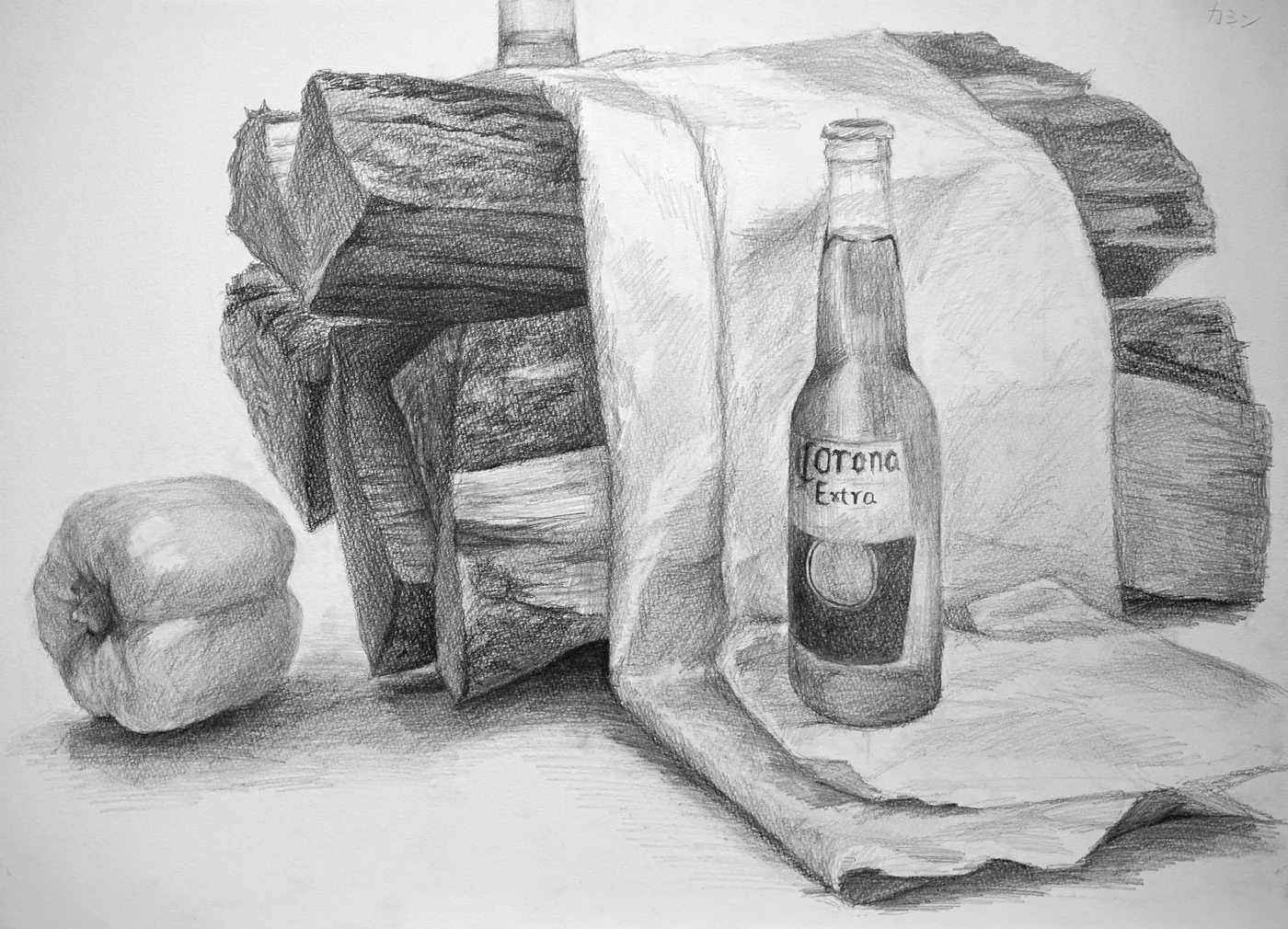 育英美术学生合格作品的静物素描学生作品 003