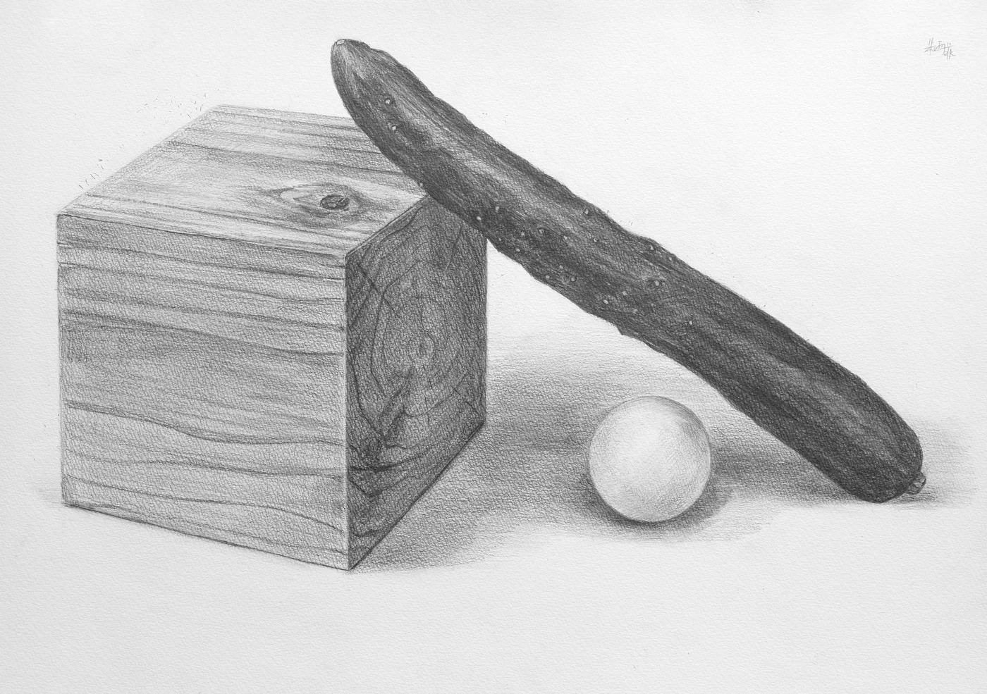 育英美术学生合格作品的桌上素描学生作品 005