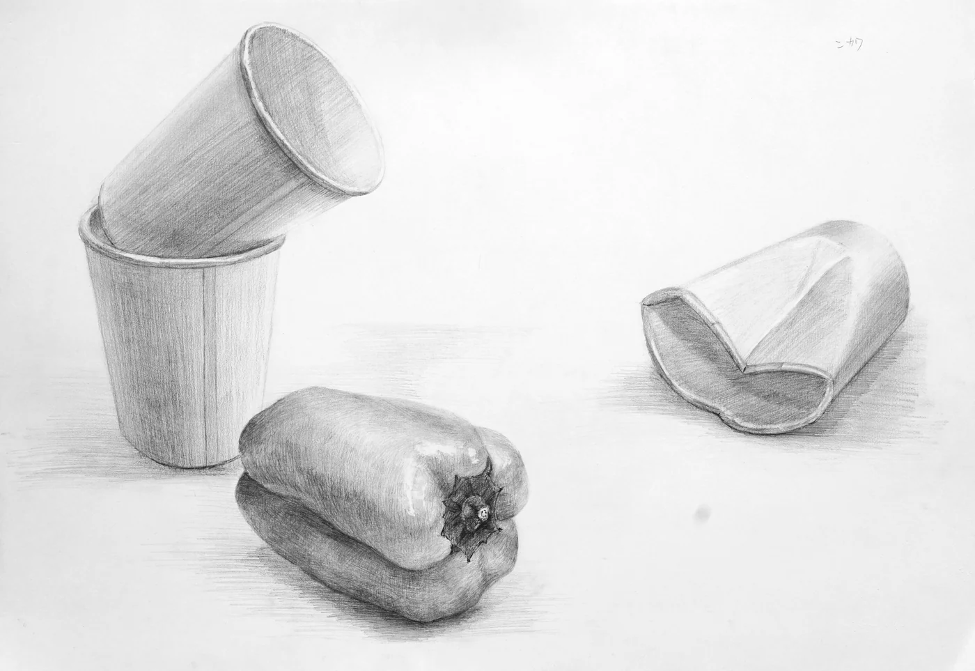 育英美术学生合格作品的桌上素描学生作品 053