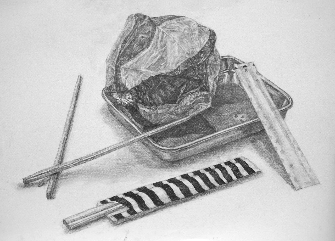 育英美术学生合格作品的桌上素描学生作品 084