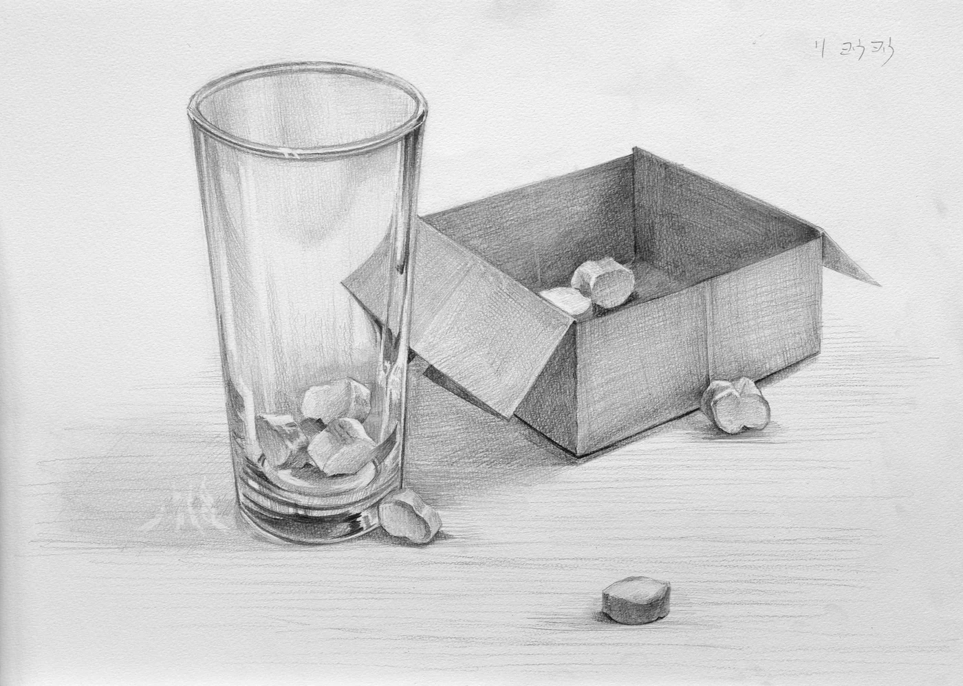 育英美术学生合格作品的桌上素描学生作品 010