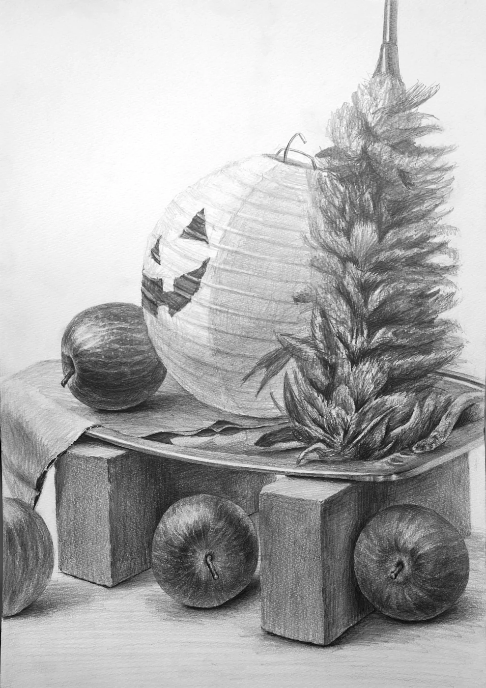 育英美术学生合格作品的静物素描学生作品 007