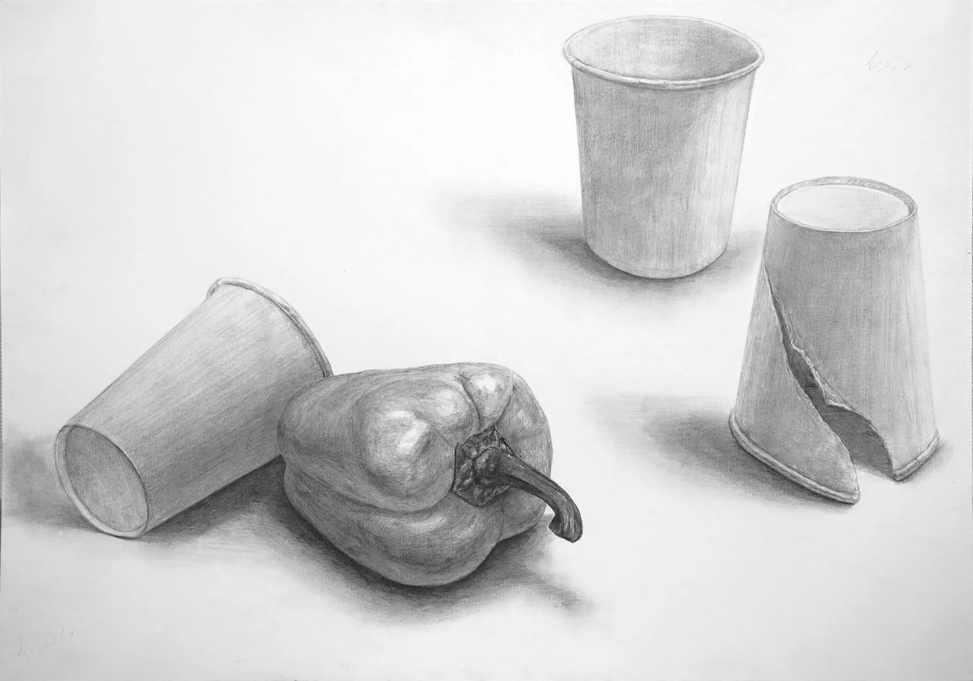 育英美术学生合格作品：桌上素描学生作品 105