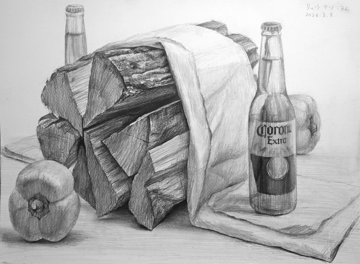 育英美术学生合格作品的静物素描学生作品 006