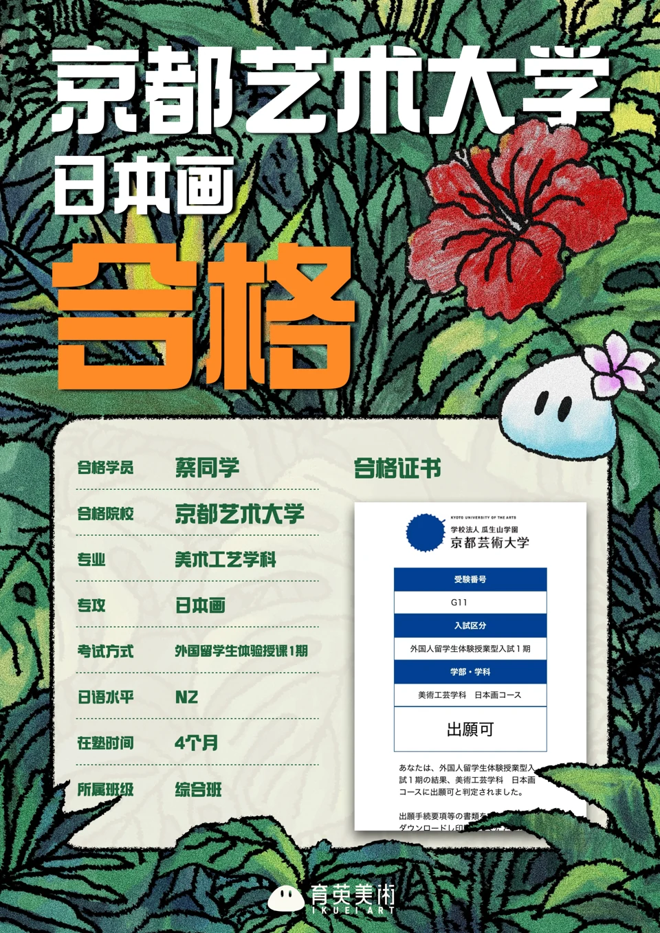 蔡さん · 京都芸術大学 · 日本画 · 出願可 · 段階結果