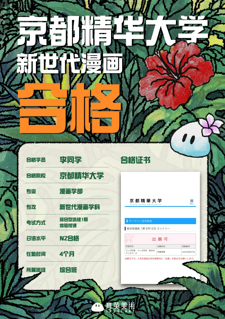 李さん · 京都精華大学 · 新世代マンガ · 出願可 · 段階結果